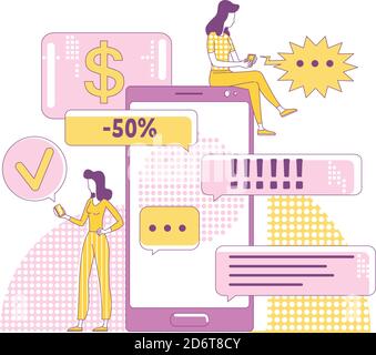 Viral marketing thin line concept vector illustration Stock Vector