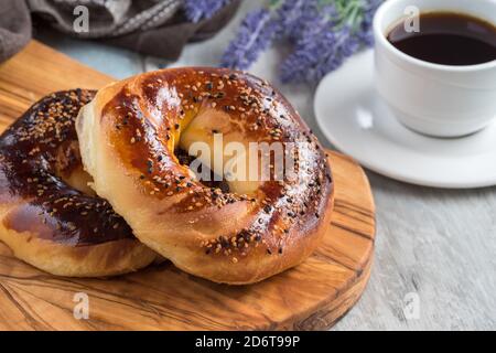 Fresh Turkish acma on the cutting board. Stock Photo