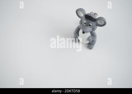 Children's toy mouse on a white background. Symbol of the year. Stock Photo