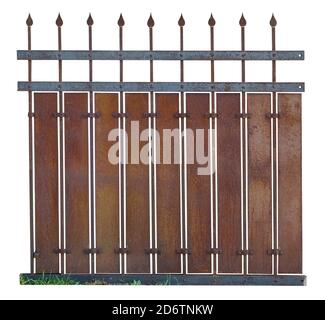 One fragment of the lattice of an old rusty fence Stock Photo