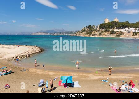 El Portet Spain beautiful Spanish village with beach Costa Blanca near Moraira with people Stock Photo