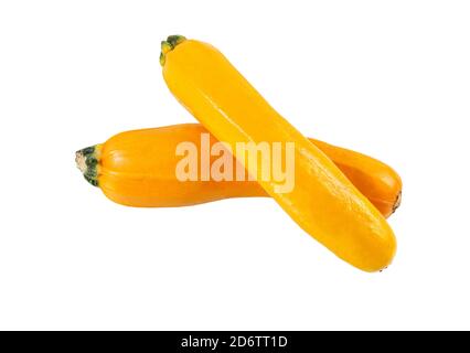 Zucchini or courgettes isolated on white background with clipping path. Isolated fresh squash. Stock Photo