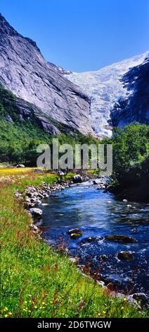 The Briksdalbreen or Briksdal glacier, municipality of Stryn in Vestland county, Norway Stock Photo