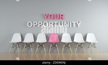 Waiting for job interview, this is your opportunity. Pink version. Stock Photo