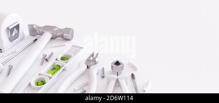 DIY tools set. White color. Stock Photo