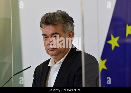 Vienna, Austria. 19th Oct, 2020. Press conference with Vice Chancellor Werner Kogler (The Greens) after a video conference with the Austrian provincial governors Stock Photo