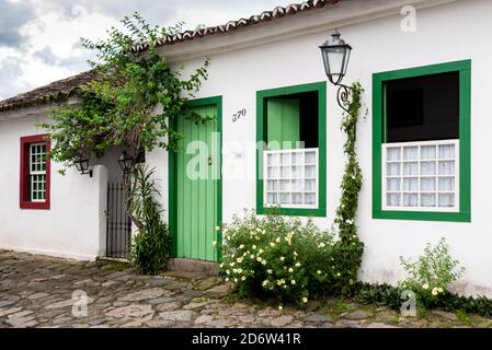 Historical Center in Paraty, Imperial Colonial Town Near Rio de Janeiro, Brazil Stock Photo