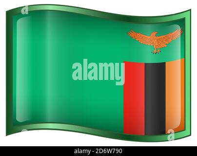 Zambia Flag icon, isolated on white background. Stock Photo