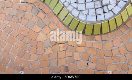 Mosaic. Ceramic mosaic. Mosaic wall. Ceramic coating. Vintage background Stock Photo