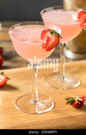 Refreshing Boozy Strawberry Daiquiri with Rum and Lime Stock Photo