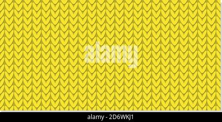 Knitted pattern. Knitting with needles. Seamless yellow winter pattern Stock Vector