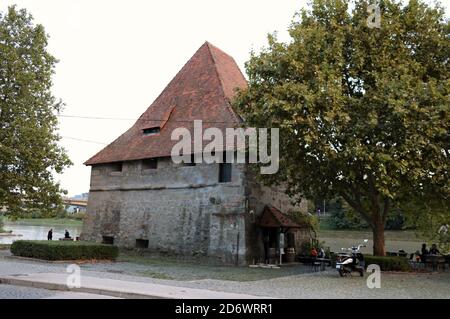 Medieval water tower in the Lent district of Maribor in Slovenia Stock Photo