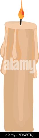 Tall white candle. Wax candle. Element for your design. Isolated on white Stock Vector
