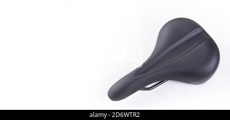 Bicycle saddle on white background, top view close up Stock Photo