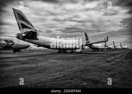 British Airways Boeing 747 Jumbo Jets Being Recycled At Cotswold Airport Near Kemble In The Cotswolds . Stock Photo