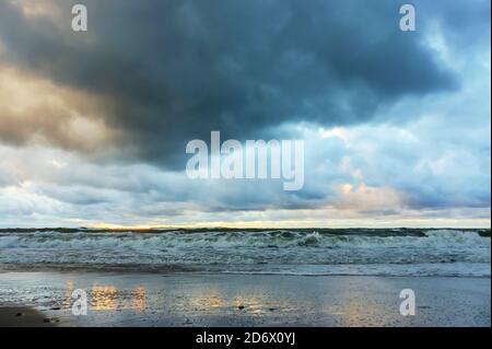 seashore and clouds before a thunderstorm, stormy sea Stock Photo