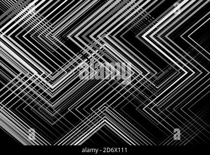 Geometric structure, network, chaotic jumble of straight, angular intersecting lines. Abstract random grid, mesh. Grayscale, black and white texture, Stock Vector