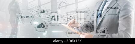 Artificial intelligence Big Data Automation Innovation universal background. Stock Photo