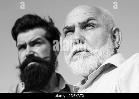 Generation of people and stages of growing up. Fathers day. Family generation: future dream and people concept. Grandfather ageing. Stock Photo