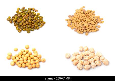 Set of different cereals isolated on white background Stock Photo