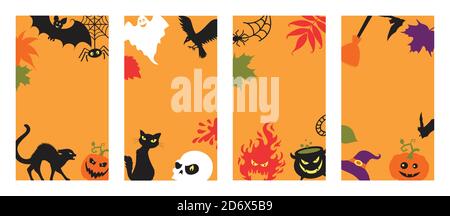 Backgrounds with halloween details on the orange.  Stock Vector