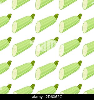 Illustration on theme of bright pattern zucchini, vegetable squash for seal. Vegetable pattern consisting of beautiful zucchini, many squash. Simple c Stock Vector