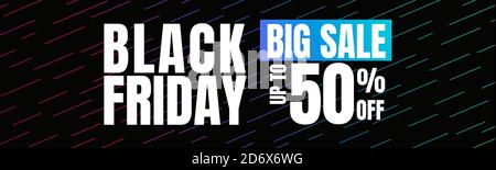 Banner, flyer or poster design for Black Friday promotion. Background design of trend lines and colors. Vector Stock Vector