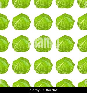 Illustration on theme of bright pattern cabbage, vegetable lettuce for seal. Vegetable pattern consisting of beautiful cabbage, many lettuce. Simple c Stock Vector