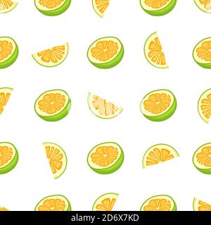 Illustration on theme big colored seamless pomelo, bright fruit pattern for seal. Fruit pattern consisting of beautiful seamless repeat pomelo. Simple Stock Vector