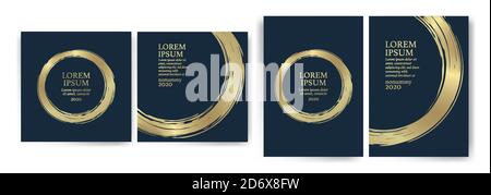 Templates with blue and gold designs. Blue and gold strokes. Idea for wedding invitation, event, party, anniversary. Luxury, elegance, simple, artisti Stock Vector