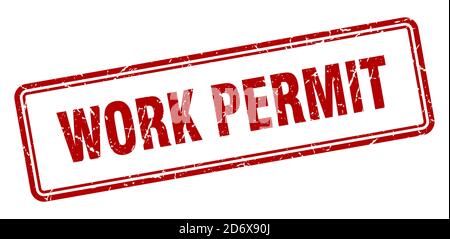 work permit stamp. square grunge sign isolated on white background Stock Vector
