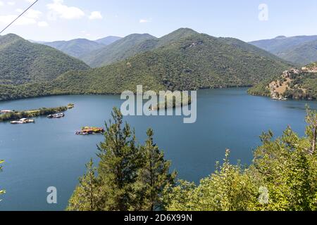 Summer ladscape of Vacha (Antonivanovtsi) Reservoir, Rhodope Mountains, Plovdiv Region, Bulgaria Stock Photo