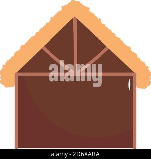 manger house icon over white background, flat style, vector illustration Stock Vector