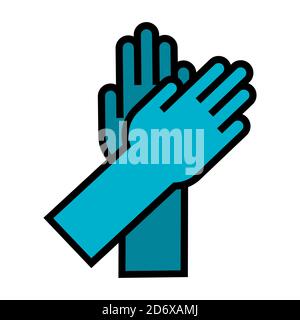 Blue gloves for cleaning. Vector isolated illustration on white background. Stock Vector