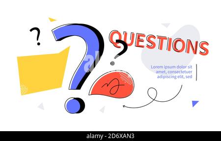 Questions - modern colorful flat design style web banner Stock Vector