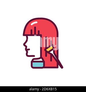 Procedure hair coloring black glyph icon. Hairdresser service.  Stock Vector