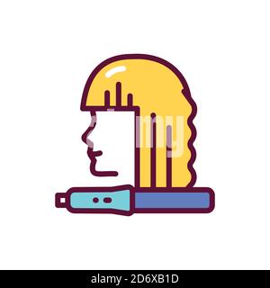 To curl hair color line icon. Hairdresser services.  Stock Vector