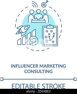 Influencer marketing consulting concept icon Stock Vector