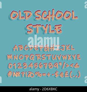 Nostalgic style header vintage 3d vector alphabet set Stock Vector