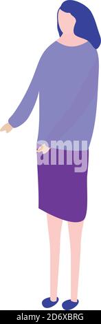 avatar woman standing icon over white background, flat style, vector illustration Stock Vector