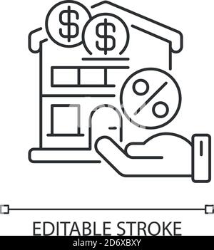 Mortgage pixel perfect linear icon Stock Vector