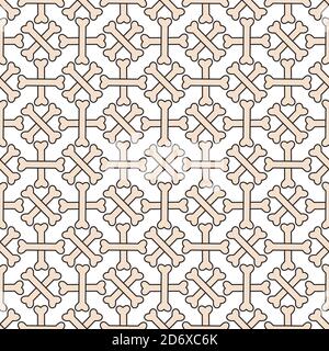 Crossbones shape with outline vector stock illustration. Seamless pattern background design template. White and beige color theme Stock Vector