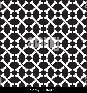 Crossbones vector stock illustration. Seamless pattern design template. Black and white color theme Stock Vector