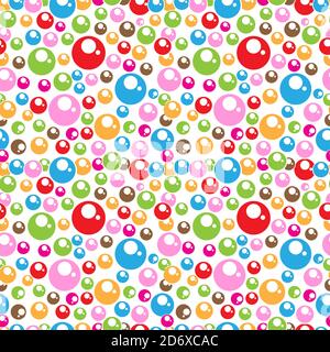 a vector illustration of cute candy balls texture. Colorful seamless pattern with round candies shape. Background design template. Stock Vector