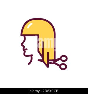 Cut hair color line icon. Hairdresser services.  Stock Vector