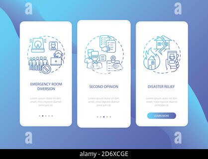 Telemedicine pros onboarding mobile app page screen with concepts Stock Vector