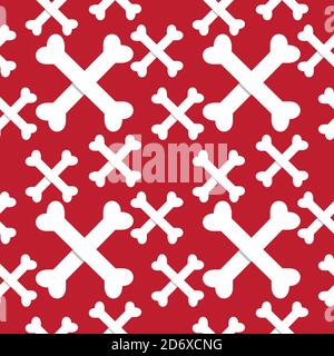 Crossbones seamless pattern design template. Vector stock illustration. Red and white color theme Stock Vector