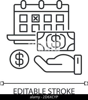 Monthly payment pixel perfect linear icon Stock Vector