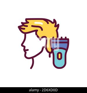 Men's haircut color line icon. Barbershop. Outline pictogram Stock Vector
