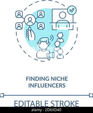 Finding niche influencers concept icon Stock Vector